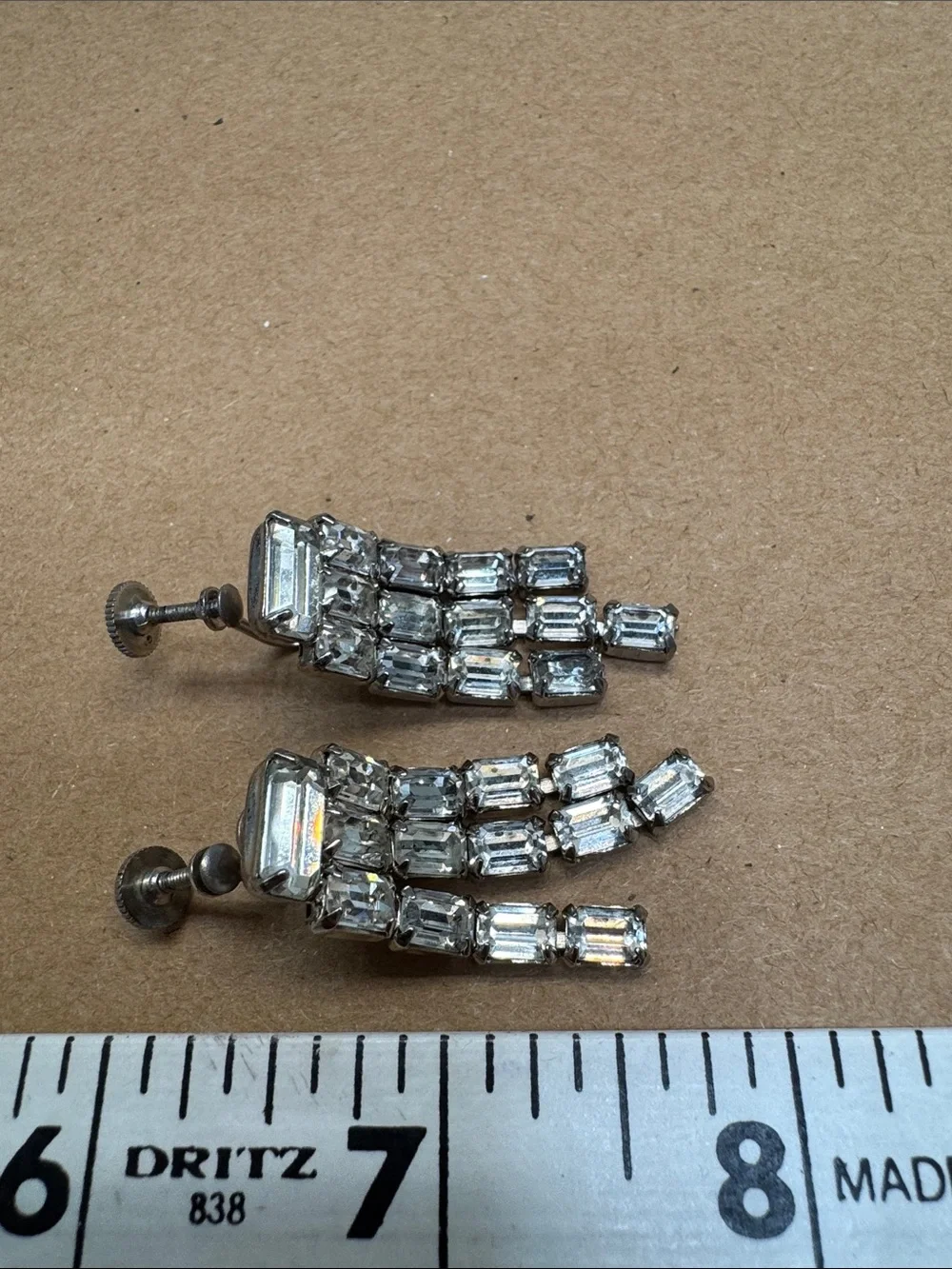 Crystal Vintage Fringe Drop Earrings - Clear Rhodium Tone